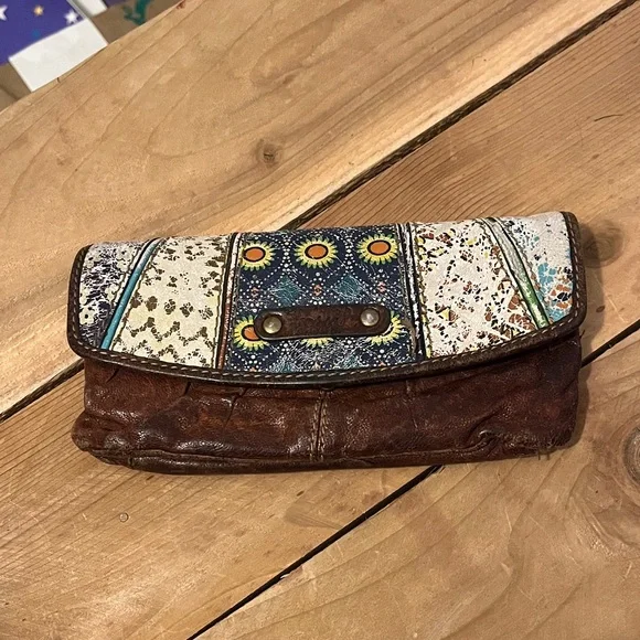 Fossil Bohemian Patchwork Wallet - Brown and Multicolor - Picture 1 of 5